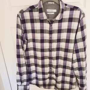MEN'S Calvin Klein 100% Cotton Plaid Shirt Medium